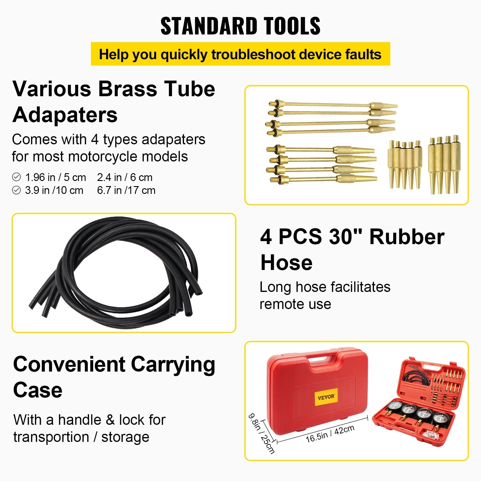 4-Gauge Carburetor Synchronizer Kit: Achieve Perfect Fuel Balance and Performance Tuning for Your Motorcycle with Precision and Ease!