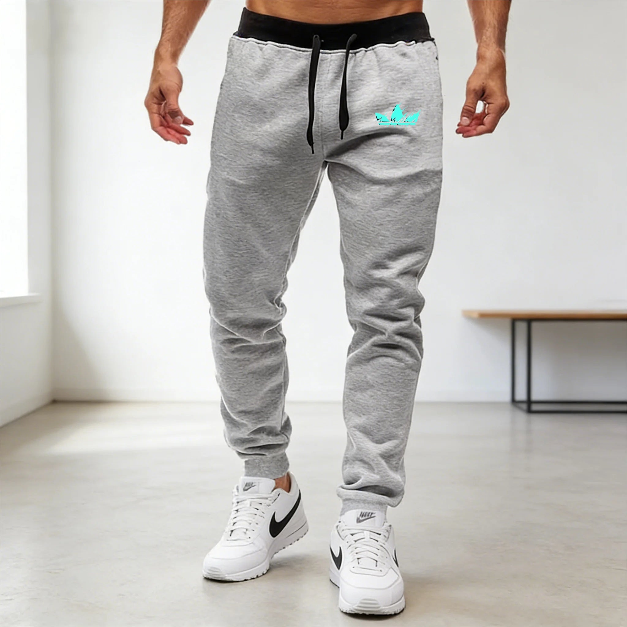 Mens Boyfriend Running pants Blue flame printing baggy pants neutral breathable baggy outdoor pants fashion design jogging pants