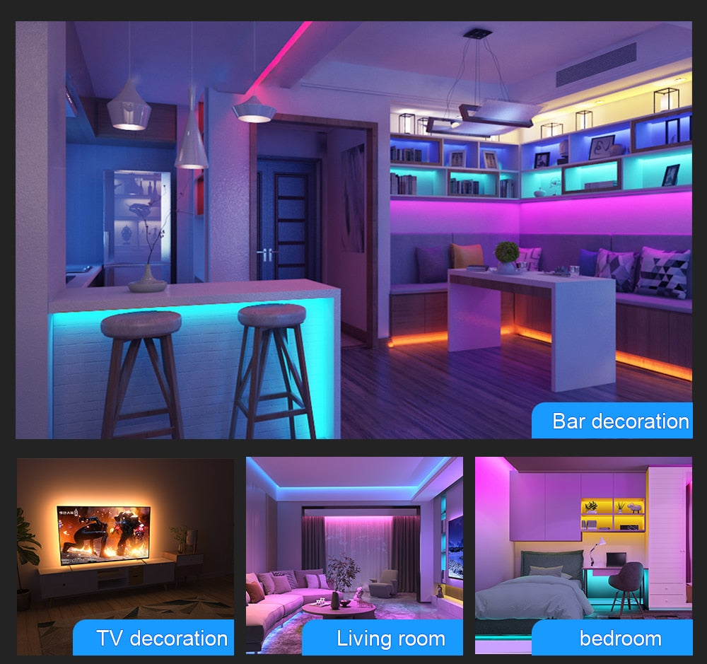 Vibrant DIY RGB LED Strip Light - Create a Stunning Ambiance with a Flexible 5050/SMD3535 Ribbon, Bluetooth Control, and DC 12V Power - Ideal for Christmas Decor and More