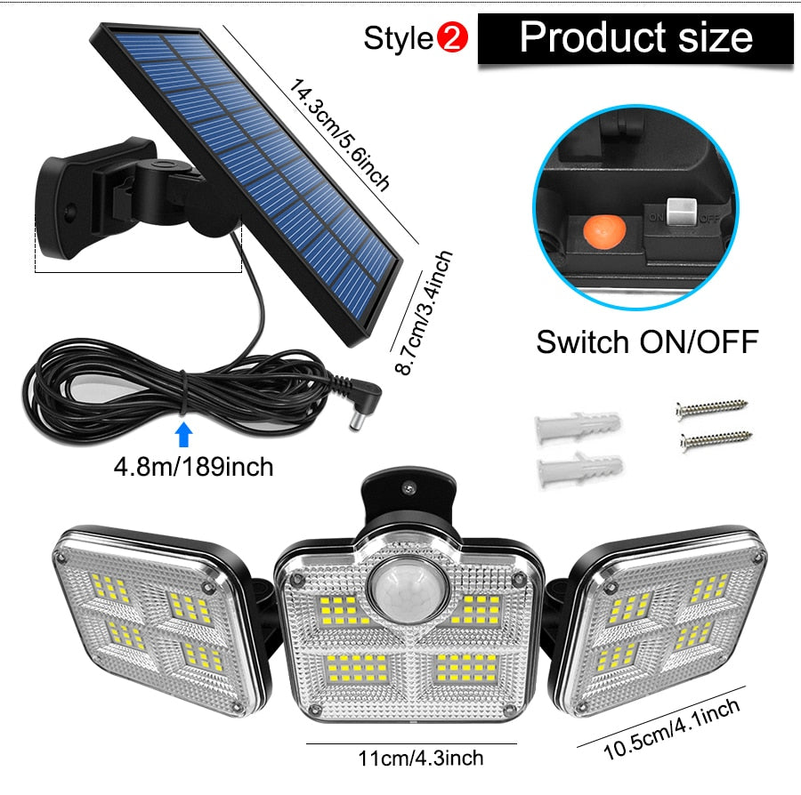 Super Bright Solar Lights | IP65 Waterproof Outdoor/Indoor Solar Lamp | Adjustable Head | Wide Lighting Angle
