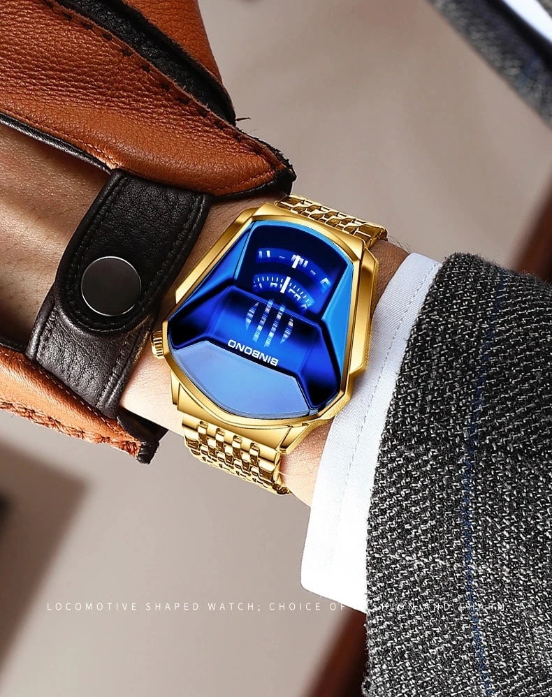 BINBOND 01 New Casual Unique Digital Clock Men Luxury Watch Automatic Watches Mens Gold Fashion Quartz Wristwatches Montre Homme