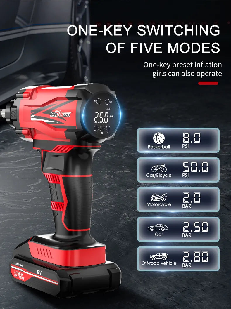 12V Cordless Tire Air Pump: Portable Electric Compressor for Tires – Auto Air Kompressor, Hassle-Free Inflation Anywhere