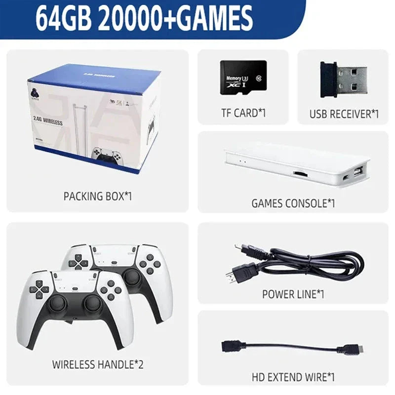 20000+ Games! M15 Mini TV Handheld Console 64G Storage Wireless Gamepad HD Output PS1 Emulator Two Player Portable Retro Game