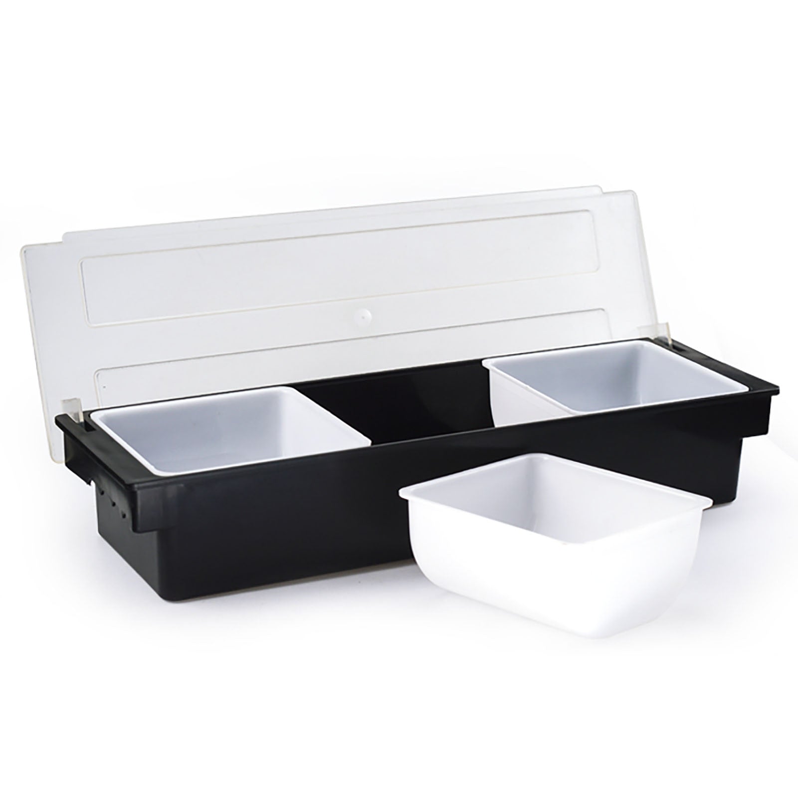 Condiment Server Condiment Dispenser Tray With Hinged Cover Strip Fruit Box Three Trays Suitable For Restaurant Buffet And Bar