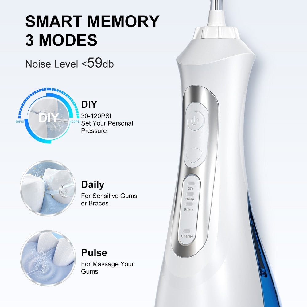 SEAGO Oral Dental Irrigator Portable Water Flosser USB Rechargeable Water Jet IPX7 Dental  200ML Water Tank