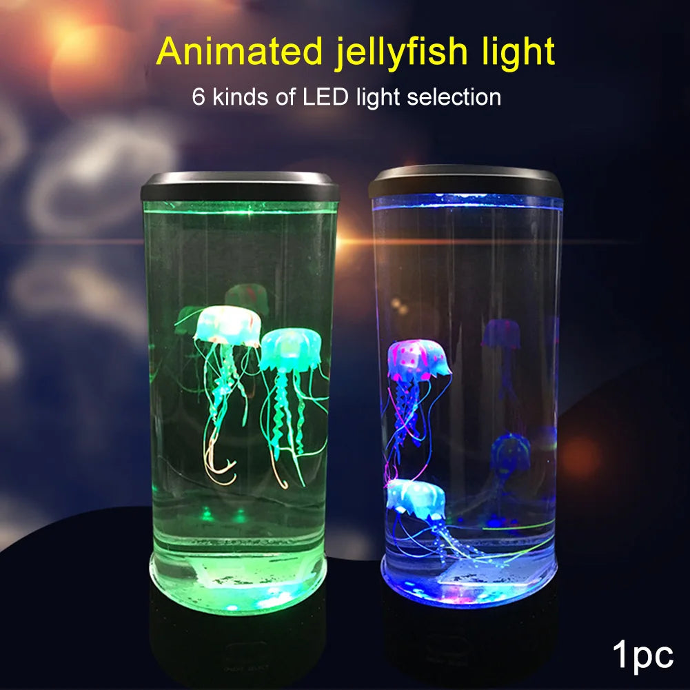 DecorBites™ Jellyfish Lamp: Remote Control LED Night Light, Color Changing Aquarium Décor, USB Charging