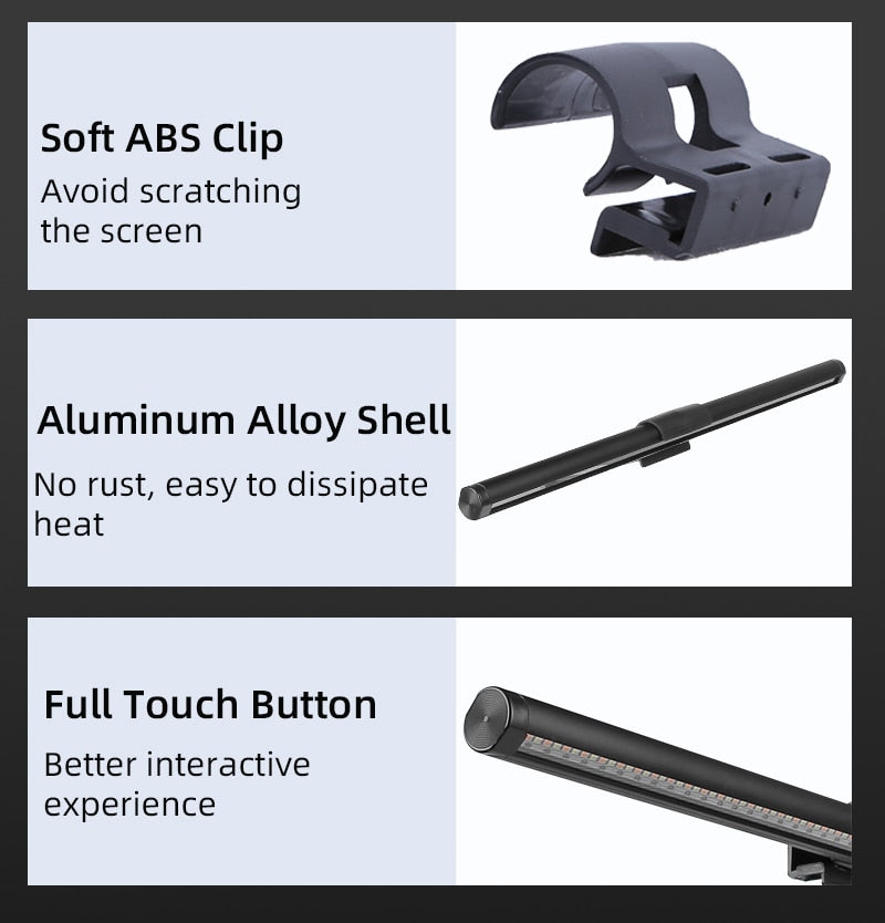 Desk Lamps: RGB LED Monitor Lights Bar with Stepless Dimmable Feature - Screen Hanging Light for Computer Screen Backlight in Home Office Study