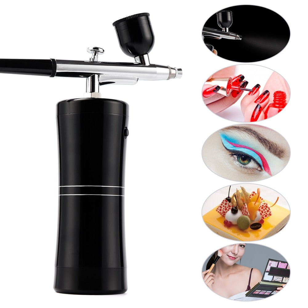 Top 0.3mm Mini Air Compressor Kit Air-Brush Paint Spray Gun Airbrush For Nail Art Tattoo Craft Cake Nano Fog Mist Sprayer