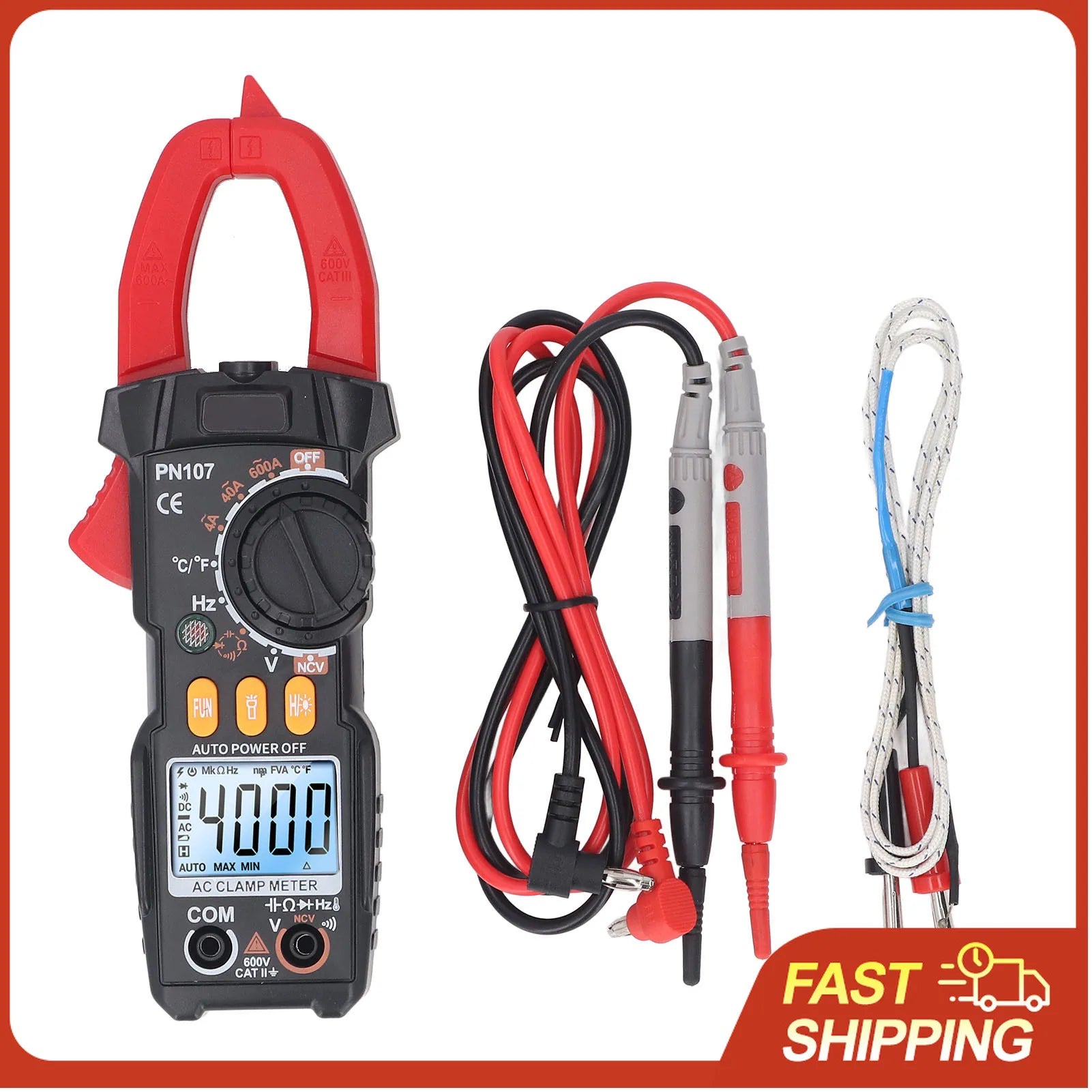Digital Clamp Multimeter Tester 600V 5999 Count Voltage Current Resistor Capacitance Tester