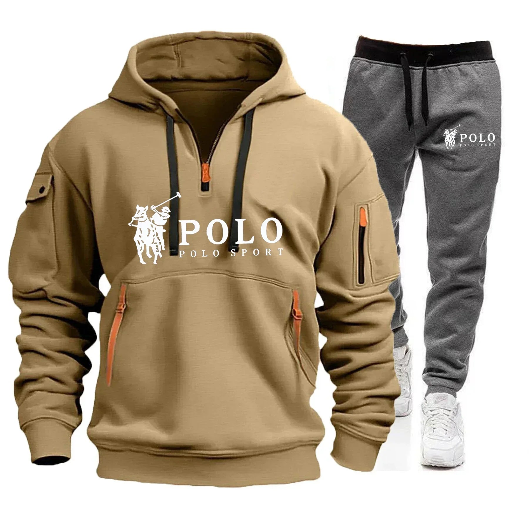 Autumn and Winter 2025 New Men's Casual Set, a Fashionable Outdoor Hiking Windproof and Warm Men's Hoodie and Pants 2-piece Set