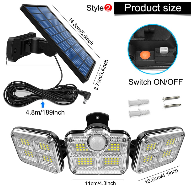 Super Bright Solar Lights | IP65 Waterproof Outdoor/Indoor Solar Lamp | Adjustable Head | Wide Lighting Angle