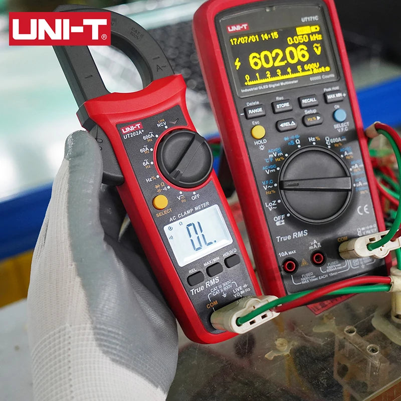 UNI-T UT204+ UT202A+ AC Amperimetric Clamp Meter 600A Hook Ammeter NCV Clamp Digital Multimeter Electric Tester Workshop Tools