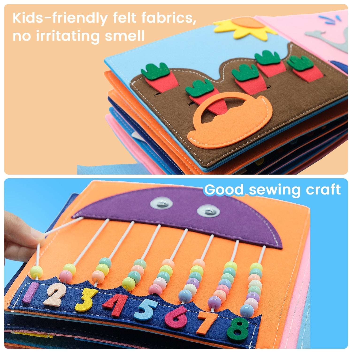 Cloth Book Toddler Montessori Toys DIY Craft Castle Rainbow  Handmade Book Busy Board Baby Early Learning Education Basic Life