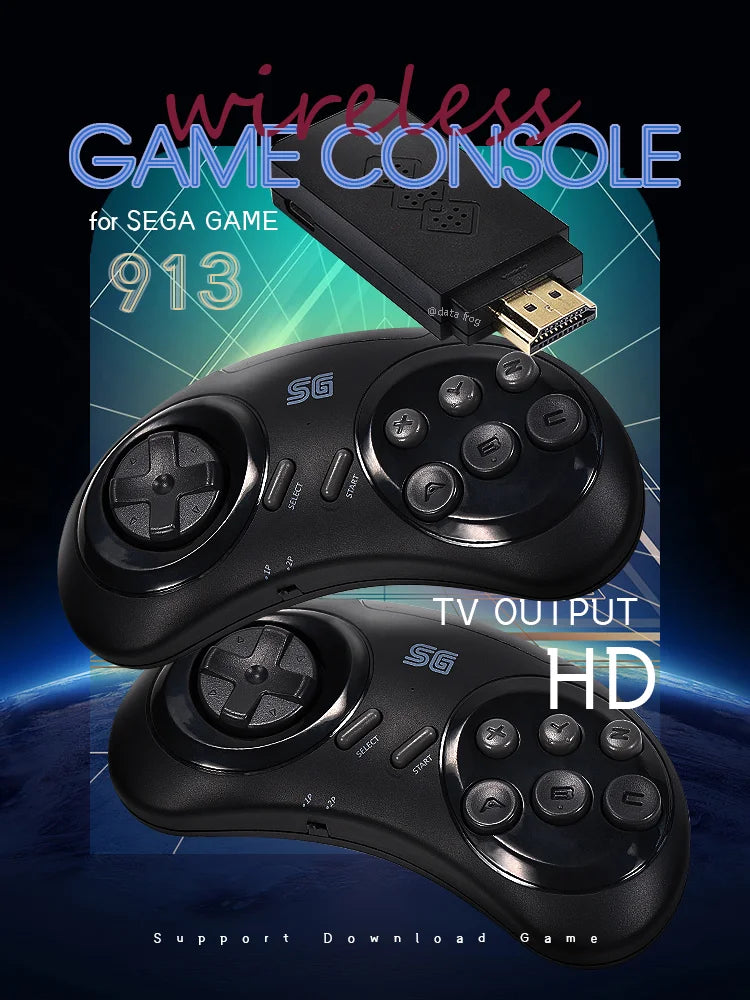 DATA FROG USB Wireless Handheld TV Video Game Console Build In 1900 Games 4k HDMI-Compatible Retro Game Console for SEGA/FC/GBA