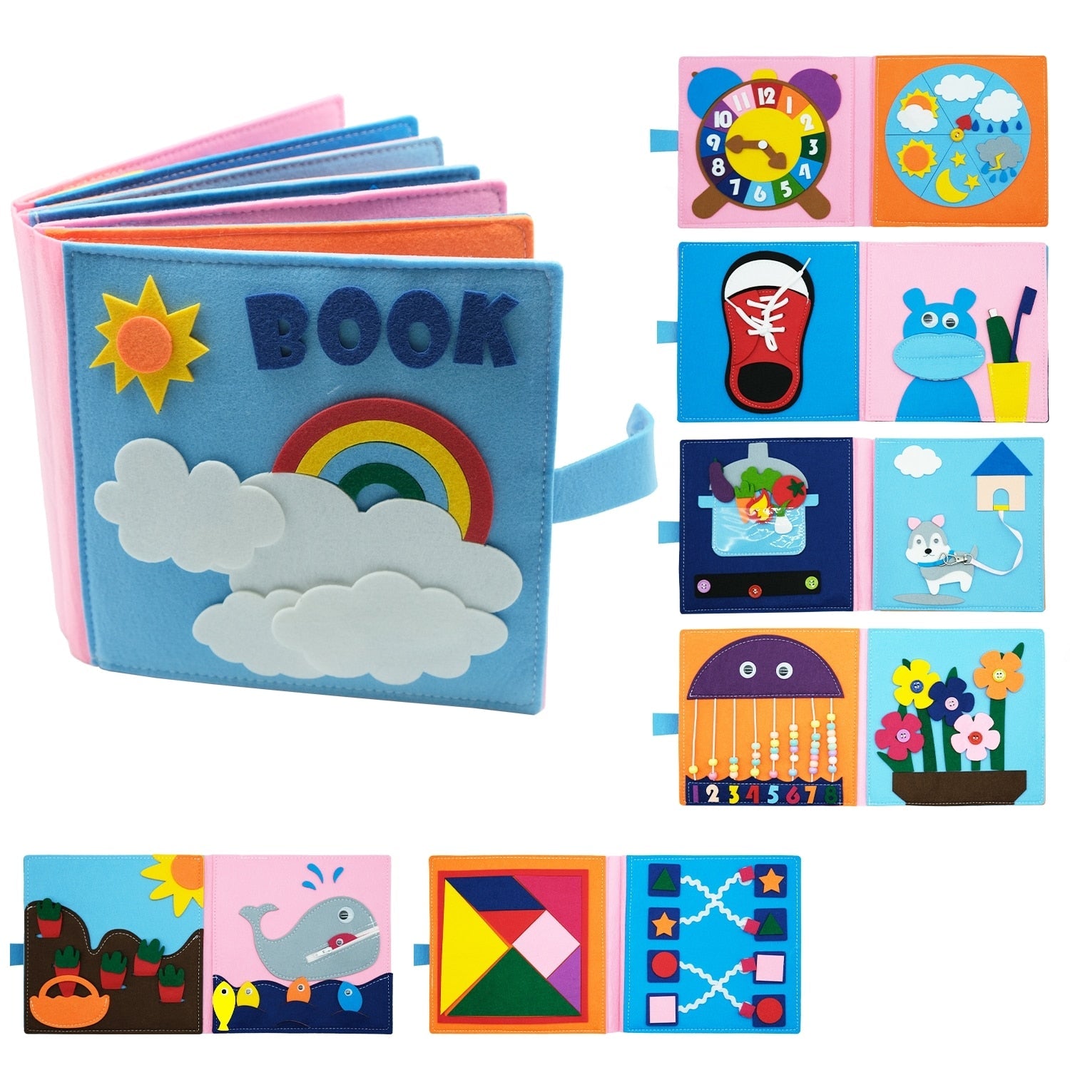 Cloth Book Toddler Montessori Toys DIY Craft Castle Rainbow  Handmade Book Busy Board Baby Early Learning Education Basic Life