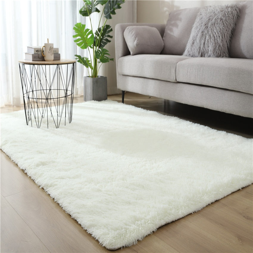 Plush Carpet for Living Room and Bedroom - Soft, Fluffy, and Anti-Slip Floor Rug - Elegant Lounge Decor and Solid Design