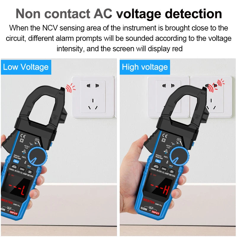 Mestek CM87Pro Clamp Meter 1000A 1000V AC DC True RMS Digital Clamp Meter Amperimetrica Capacitance Temperature Ohm Hz Tester