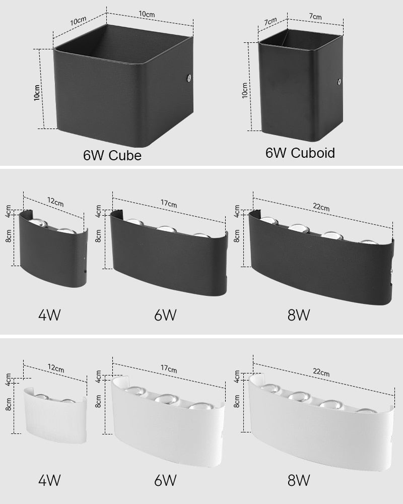 Contemporary LED Wall Lamp: Waterproof IP65, Ideal for Bathroom and Outdoor Lighting, Available in 4W, 6W, and 8W, Suitable for 110V and 220V Power Supply