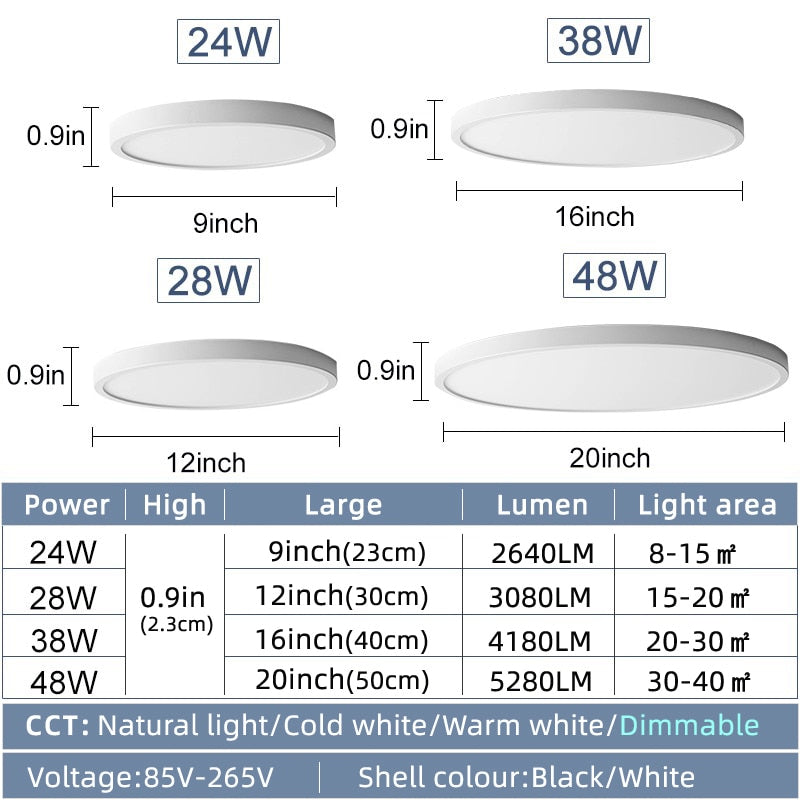 Smart Ultrathin 20-Inch LED Ceiling Lamp: Large Bedroom Lighting Fixture for Modern Living Room