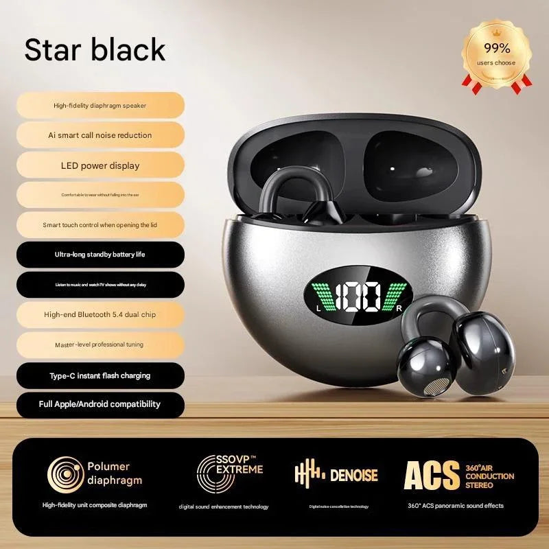 Original Sony Wireless Earphone Open Ear Q88 Ear Clip ENC Headset Bluetooth 5.4 HD Call Touch Control Headphone for Android iOS