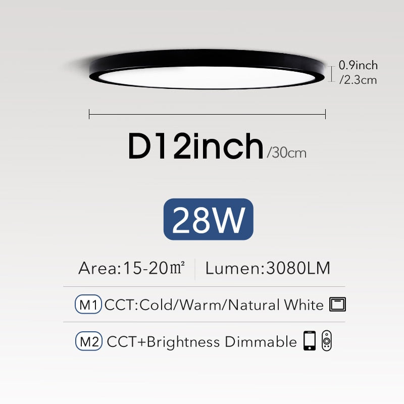 Smart Ultrathin 20-Inch LED Ceiling Lamp: Large Bedroom Lighting Fixture for Modern Living Room