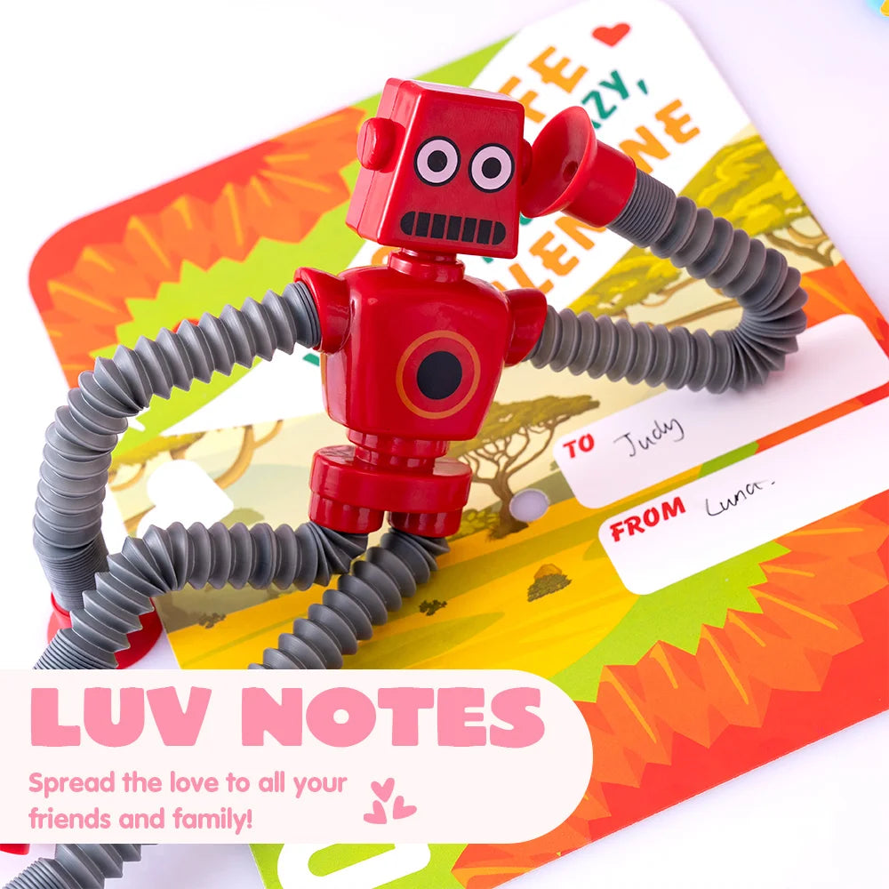 JOYFY 12 Pcs Valentine's Day Telescopic Suction Pop Tube with Cards for Kids Toys Party Favors Classroom Exchange Gifts