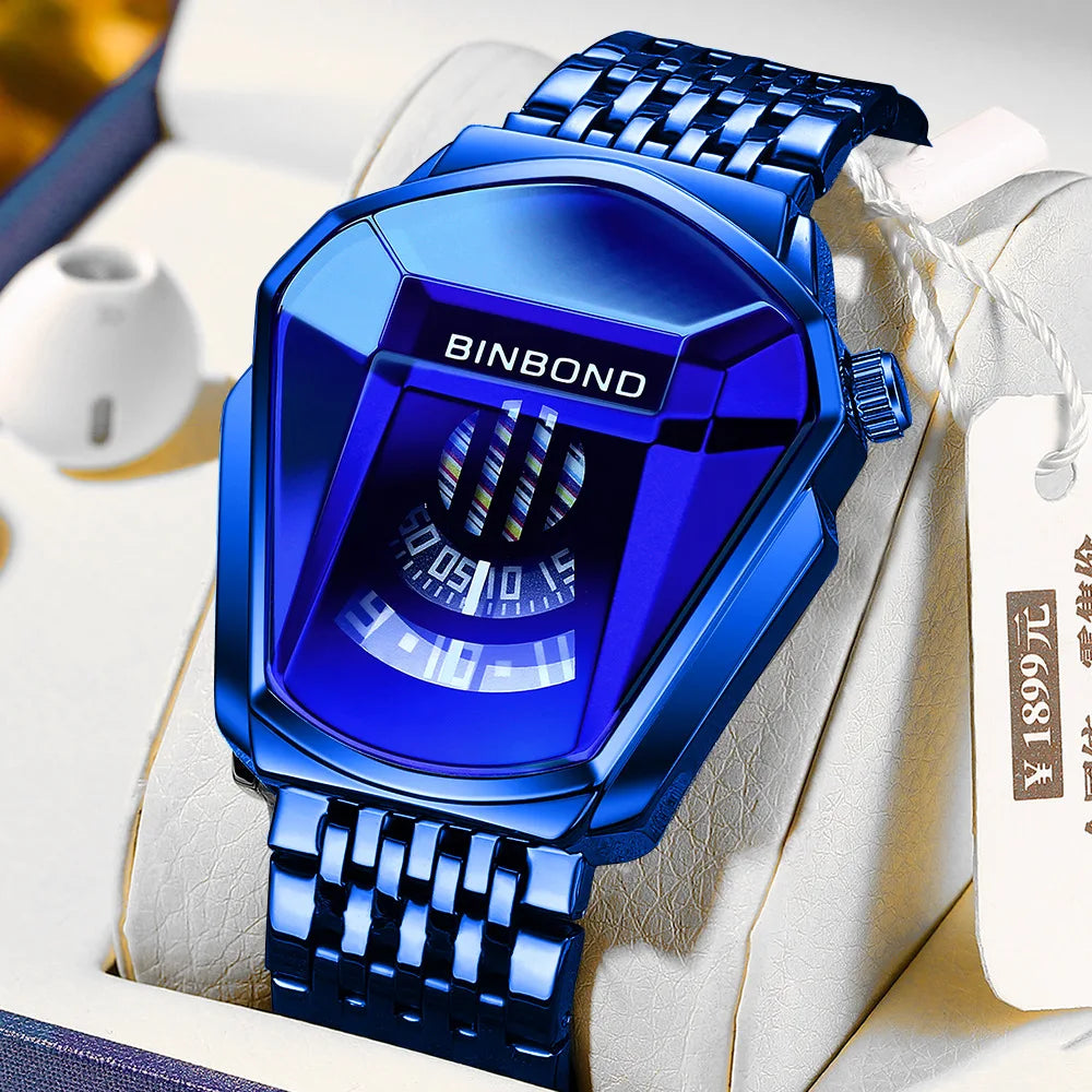BINBOND 01 New Casual Unique Digital Clock Men Luxury Watch Automatic Watches Mens Gold Fashion Quartz Wristwatches Montre Homme