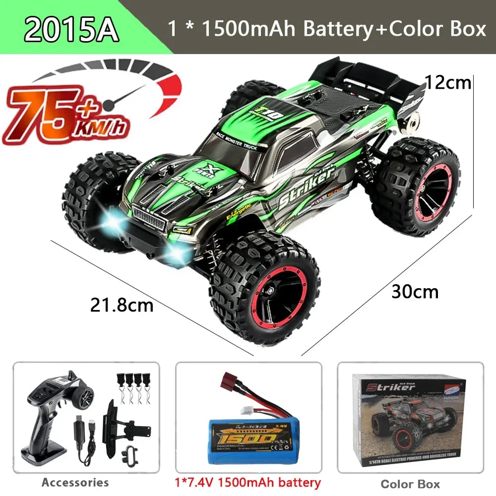 HAIBOXING 2105A 1:14 75KM/H 4WD RC Car Brushless RC Cars High Speed Drift Monster Truck Dual-battery for Kid vs Wltoy 144001 Toy