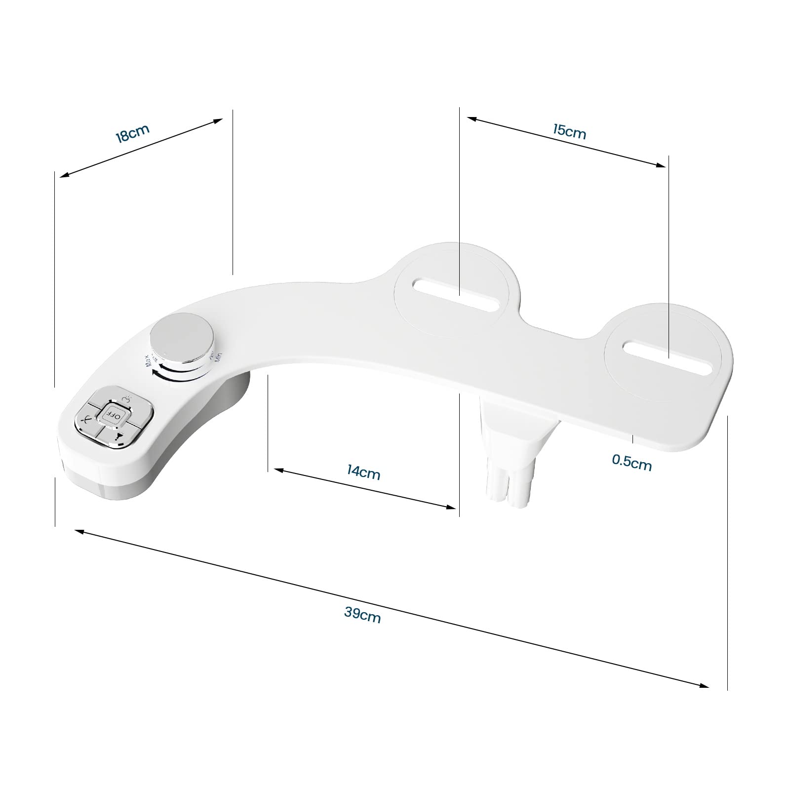 Hygienic Non-Electric Button Bidet - Dual Nozzle Fresh Water Toilet Seat Attachment with Self-Cleaning and Frontal/Rear Wash Functions