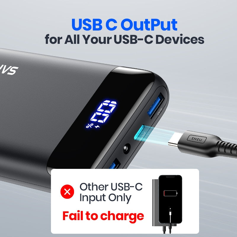 INIU Powerbank 20000mAh 22.5W PD3.0 QC4.0 Fast Charging LED Power Bank Portable Charger For iPhone 14 13 12 Pro Max iPad Samsung