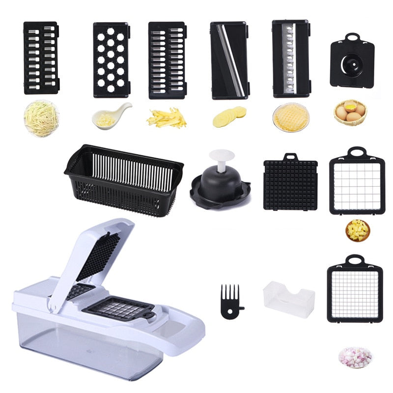 14 pack Multifunctional vegetable chopper fruit knife kitchen potato slicer grater drain basket onion shredder kitchen access