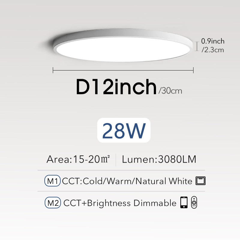 Smart Ultrathin 20-Inch LED Ceiling Lamp: Large Bedroom Lighting Fixture for Modern Living Room