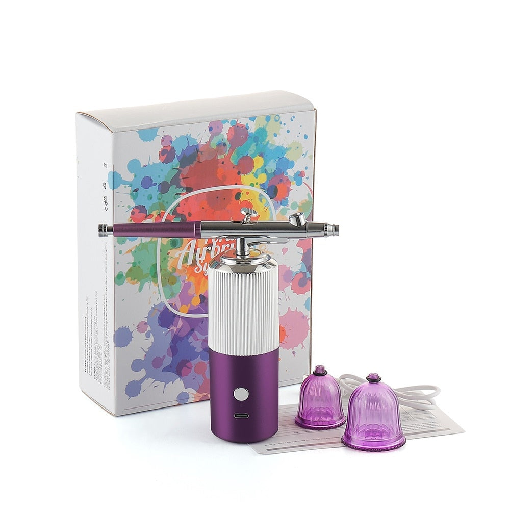 Top 0.3mm Mini Air Compressor Kit Air-Brush Paint Spray Gun Airbrush For Nail Art Tattoo Craft Cake Nano Fog Mist Sprayer