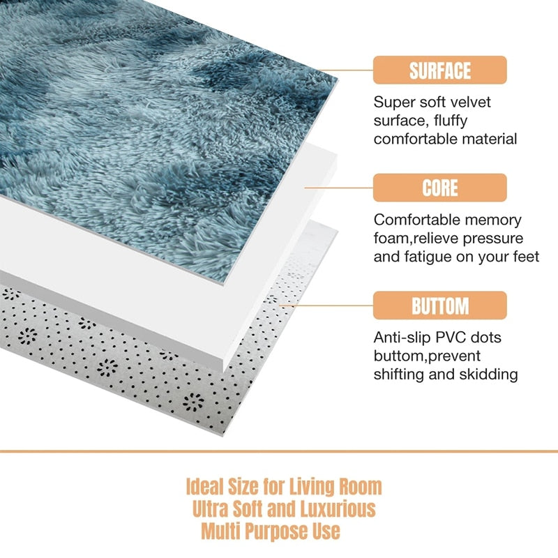 Plush Carpet for Living Room and Bedroom - Soft, Fluffy, and Anti-Slip Floor Rug - Elegant Lounge Decor and Solid Design