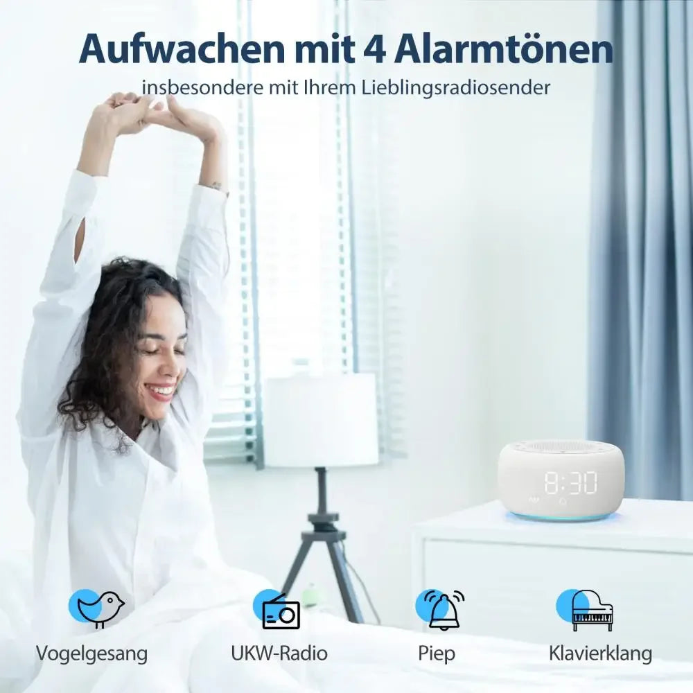 Digital Alarm Clock 7-Color Nightlight 4 Alarm Tones 9mins Snooze Table Clock Display Dimmer Bedside Lamp Sleep Timer