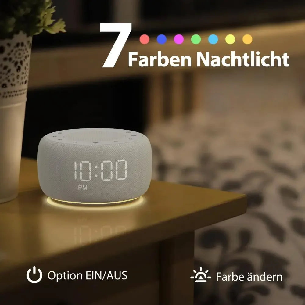 Digital Alarm Clock 7-Color Nightlight 4 Alarm Tones 9mins Snooze Table Clock Display Dimmer Bedside Lamp Sleep Timer