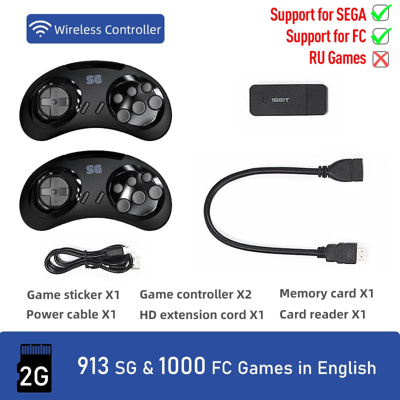 DATA FROG USB Wireless Handheld TV Video Game Console Build In 1900 Games 4k HDMI-Compatible Retro Game Console for SEGA/FC/GBA