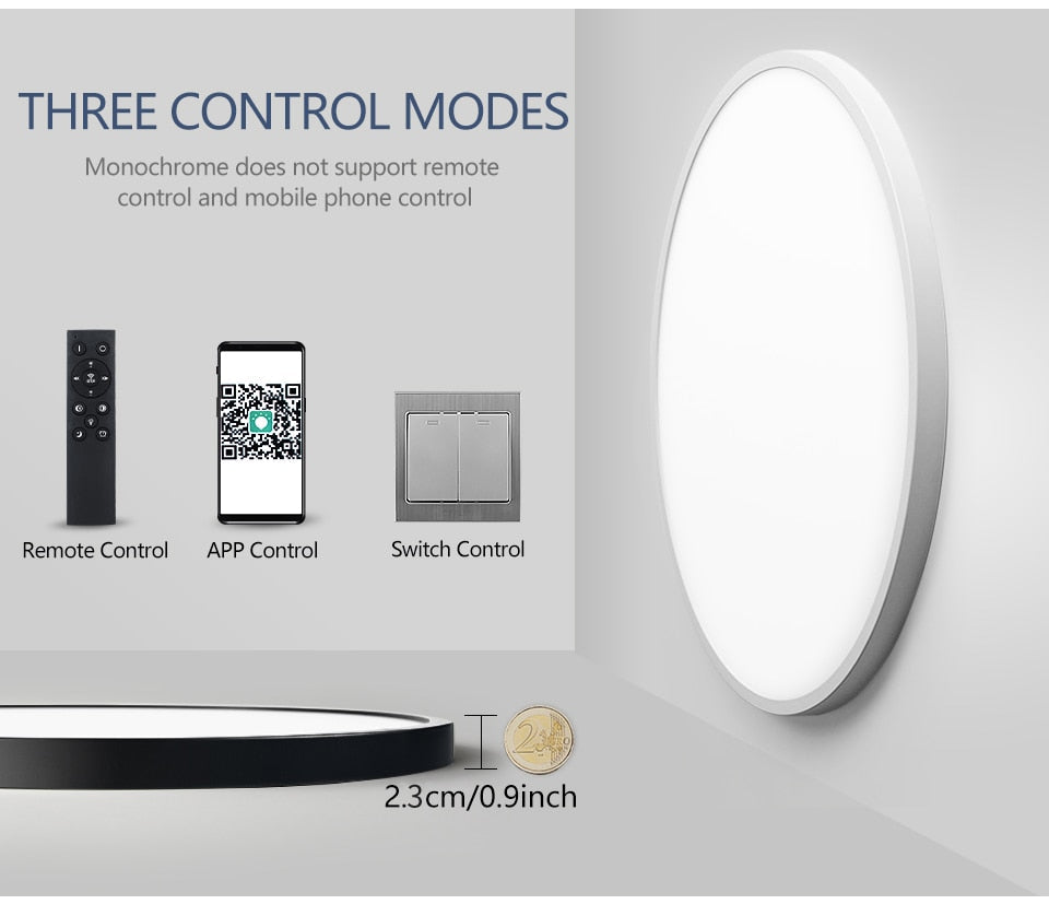 Smart Ultrathin 20-Inch LED Ceiling Lamp: Large Bedroom Lighting Fixture for Modern Living Room