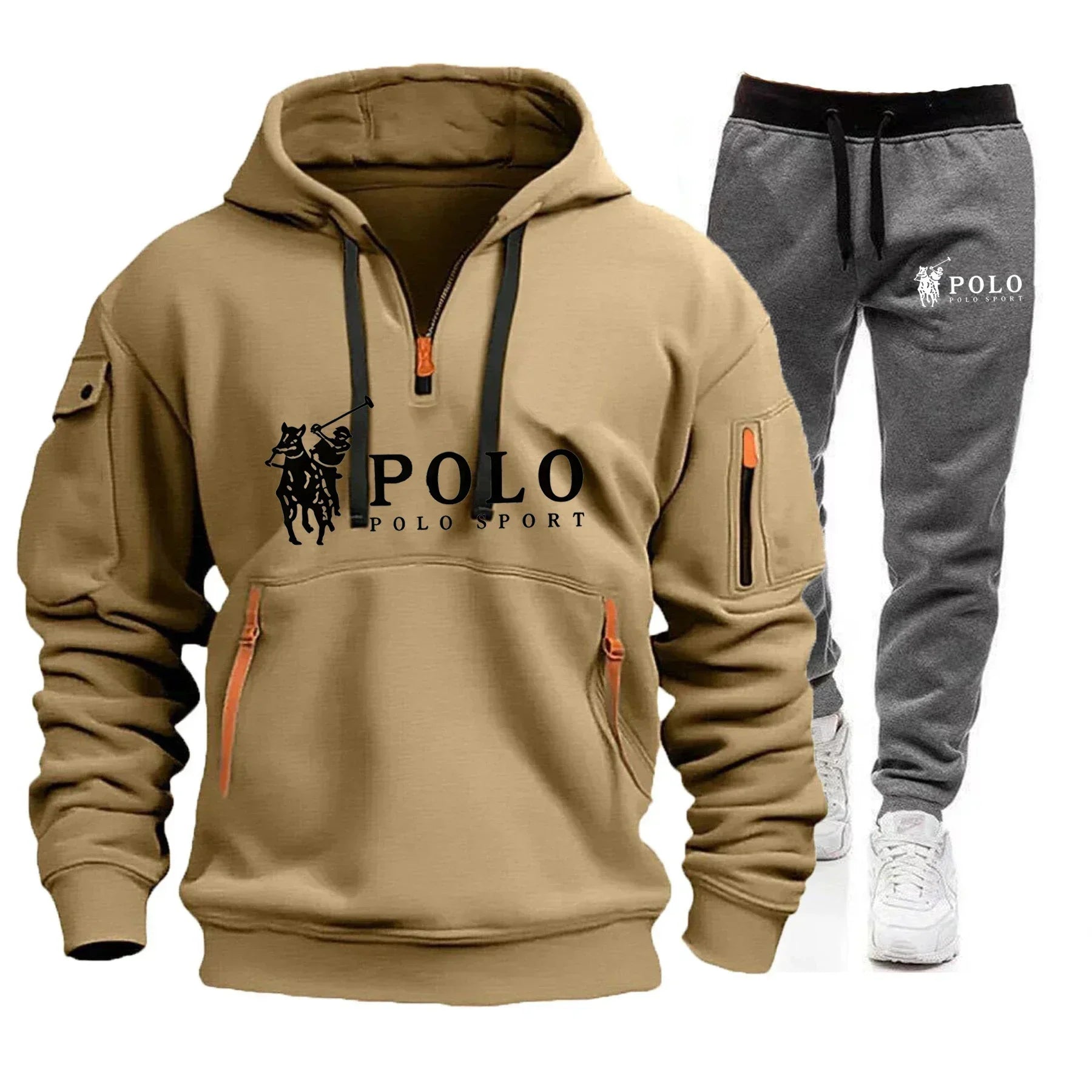 Autumn and Winter 2025 New Men's Casual Set, a Fashionable Outdoor Hiking Windproof and Warm Men's Hoodie and Pants 2-piece Set