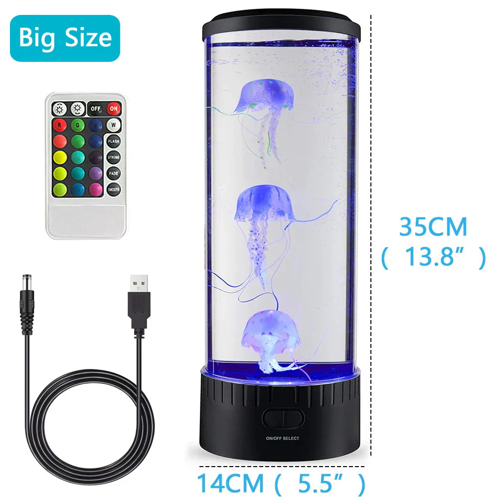 DecorBites™ Jellyfish Lamp: Remote Control LED Night Light, Color Changing Aquarium Décor, USB Charging