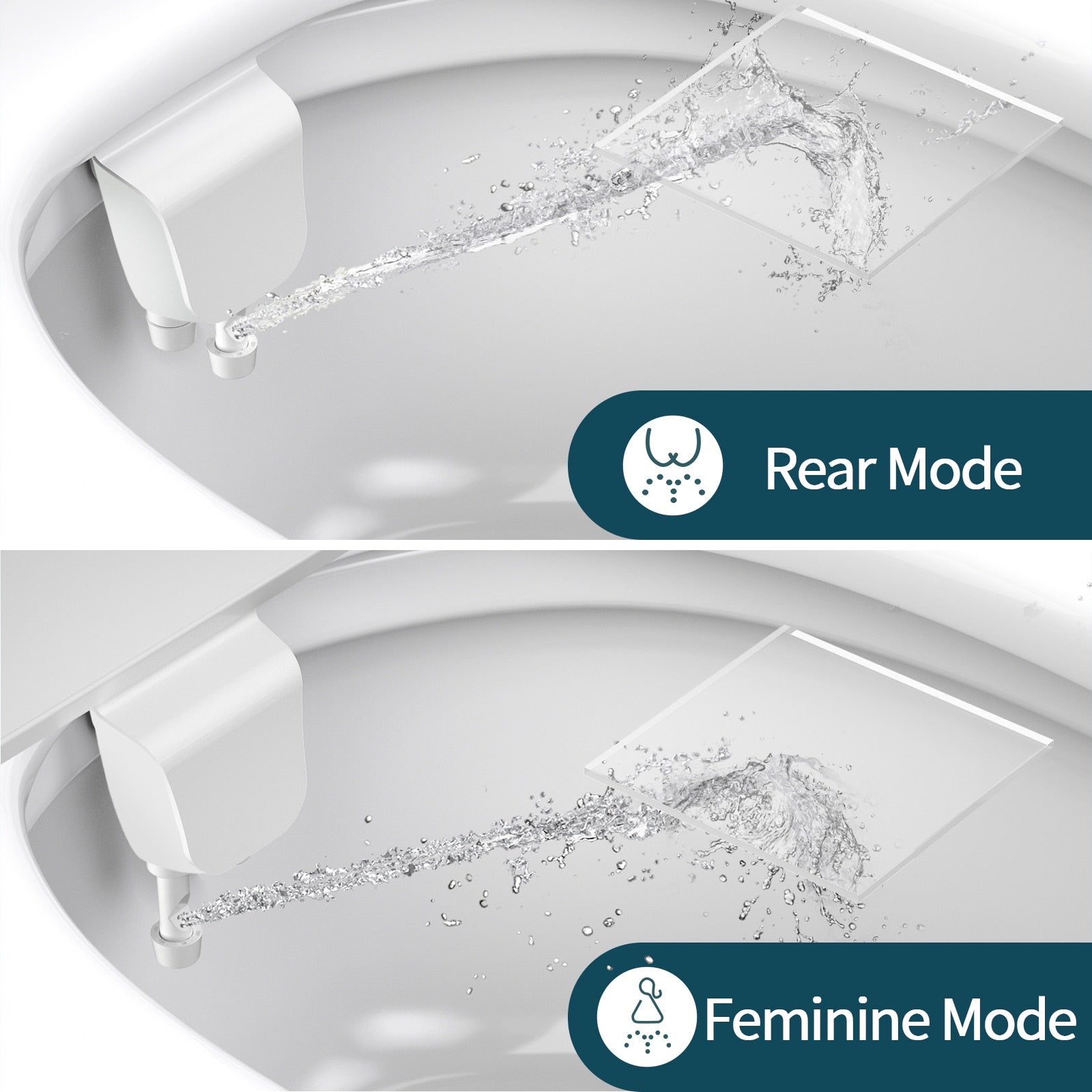 Dual Nozzle Bidet Non-Electric Toilet Attachment with Adjustable Water Pressure and Brass Inlet