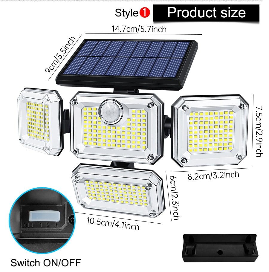 Super Bright Solar Lights | IP65 Waterproof Outdoor/Indoor Solar Lamp | Adjustable Head | Wide Lighting Angle
