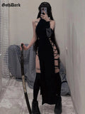 Vestido de vendaje de corte alto sexy para damas, estilo gótico ajustado, ropa de fiesta alternativa.