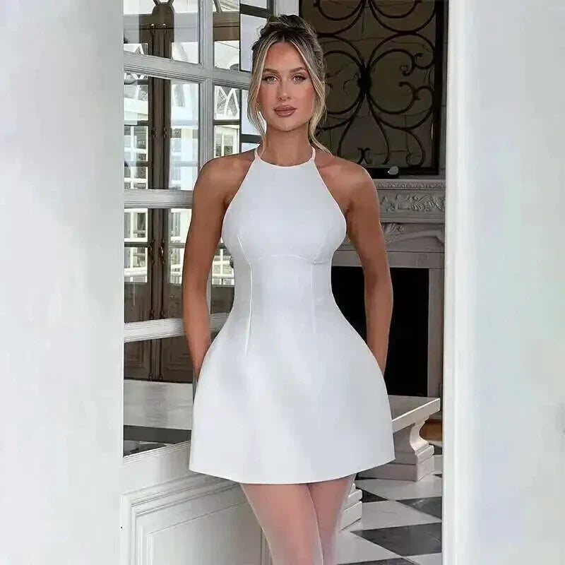 Townlike Elegant A-Line Mini Dress - Deep V Neck Party Dress