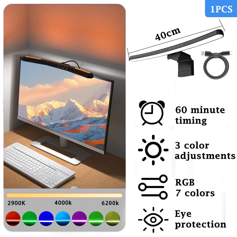 Desk Lamps: RGB LED Monitor Lights Bar with Stepless Dimmable Feature - Screen Hanging Light for Computer Screen Backlight in Home Office Study