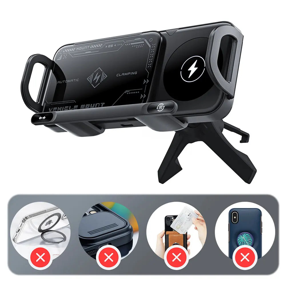 Car Wireless Charger One-Touch Rotatable Auto Rotating Phone Holder Fast Charging Cell Phone Holder for Fold Screen Phone