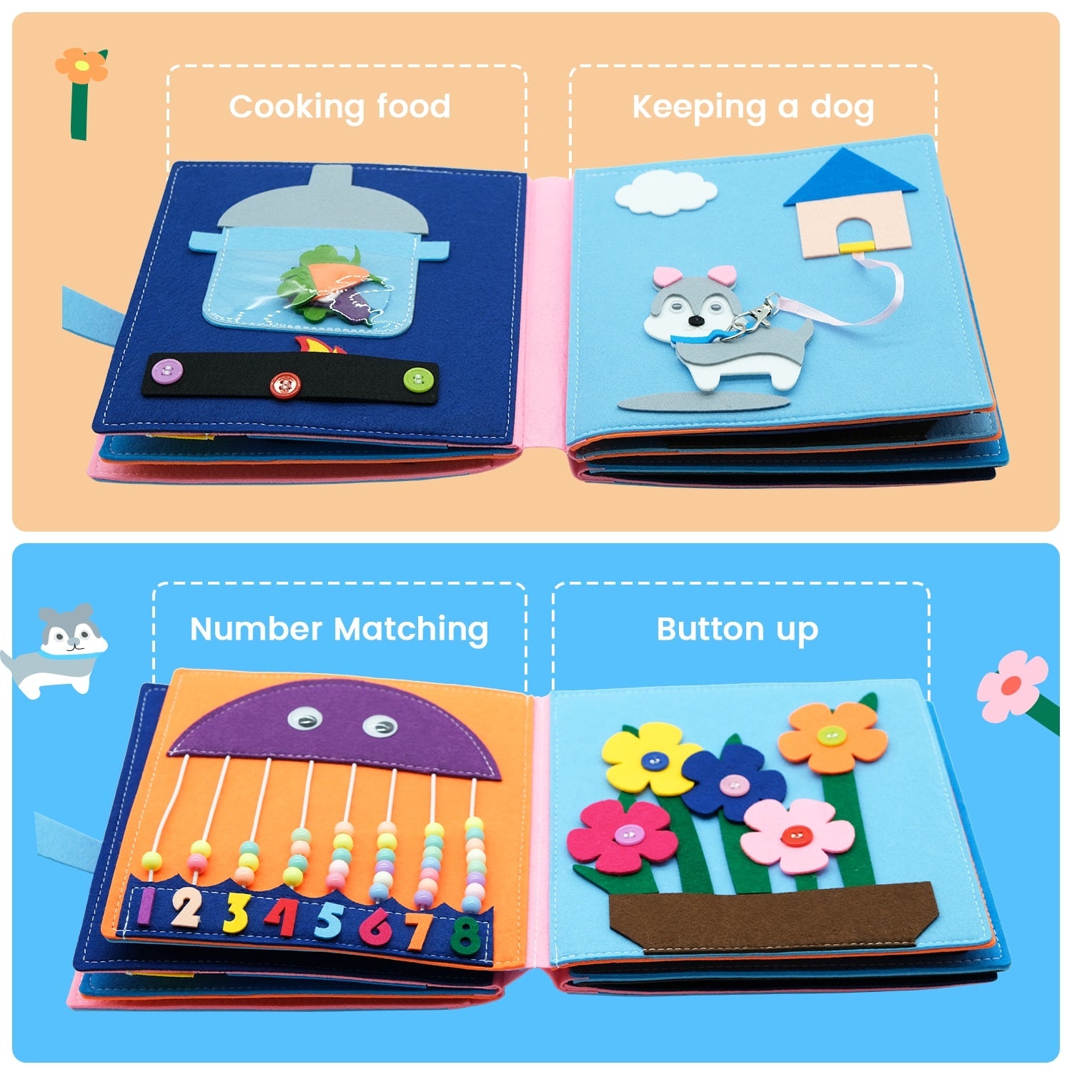 Cloth Book Toddler Montessori Toys DIY Craft Castle Rainbow  Handmade Book Busy Board Baby Early Learning Education Basic Life
