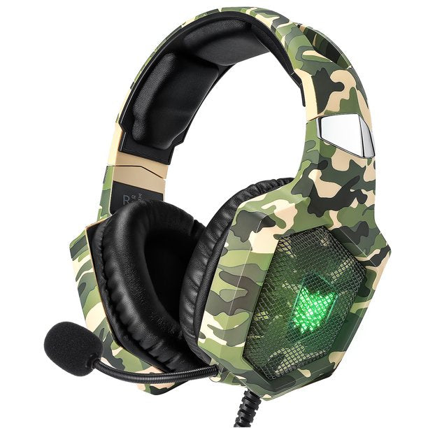 Over-Ear Gaming Headphones with Microphone & LED Light for PS4, Xbox One, PS5, Sega Dreamcast, PC, and PS2 - Noise-Canceling Gaming Headset