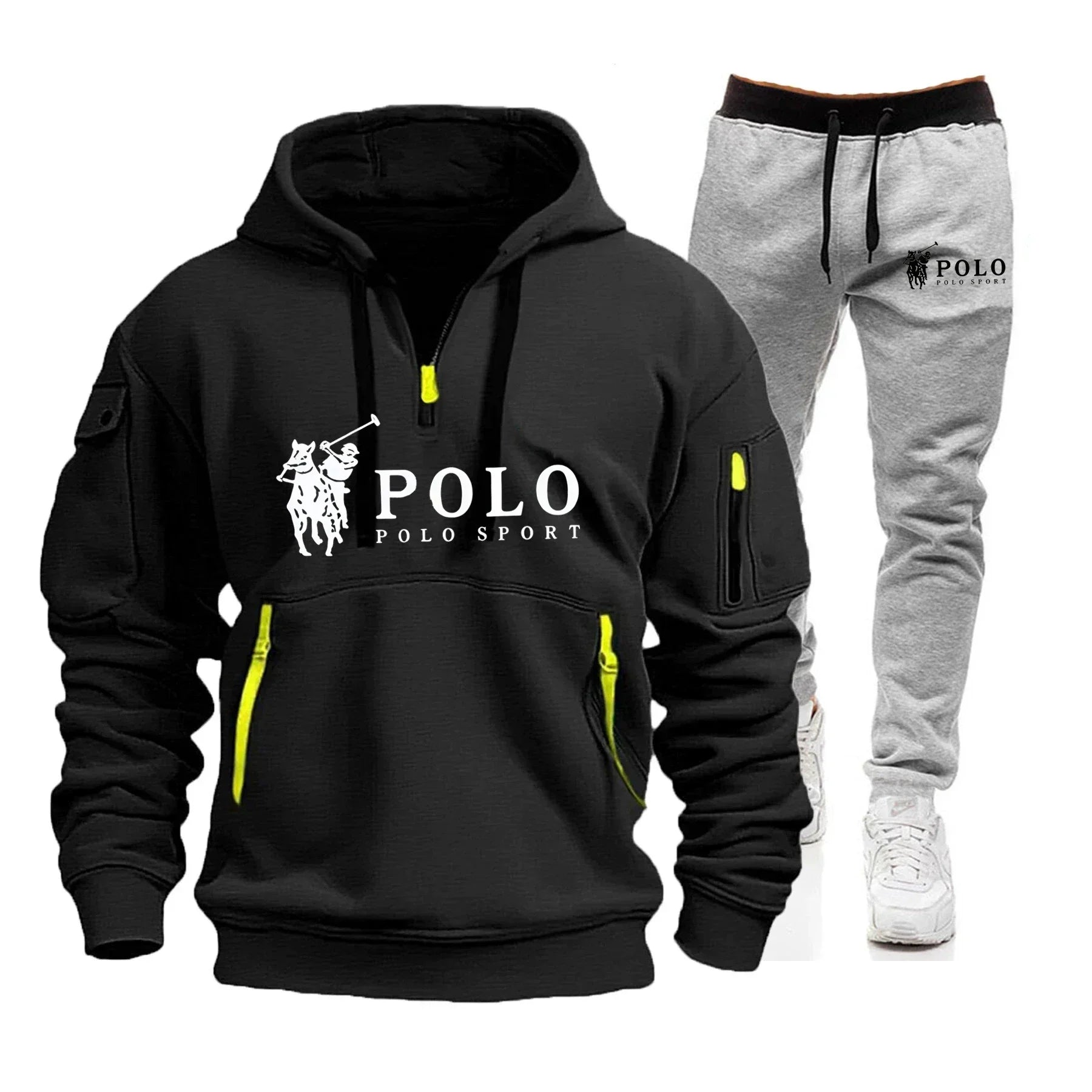 Autumn and Winter 2025 New Men's Casual Set, a Fashionable Outdoor Hiking Windproof and Warm Men's Hoodie and Pants 2-piece Set