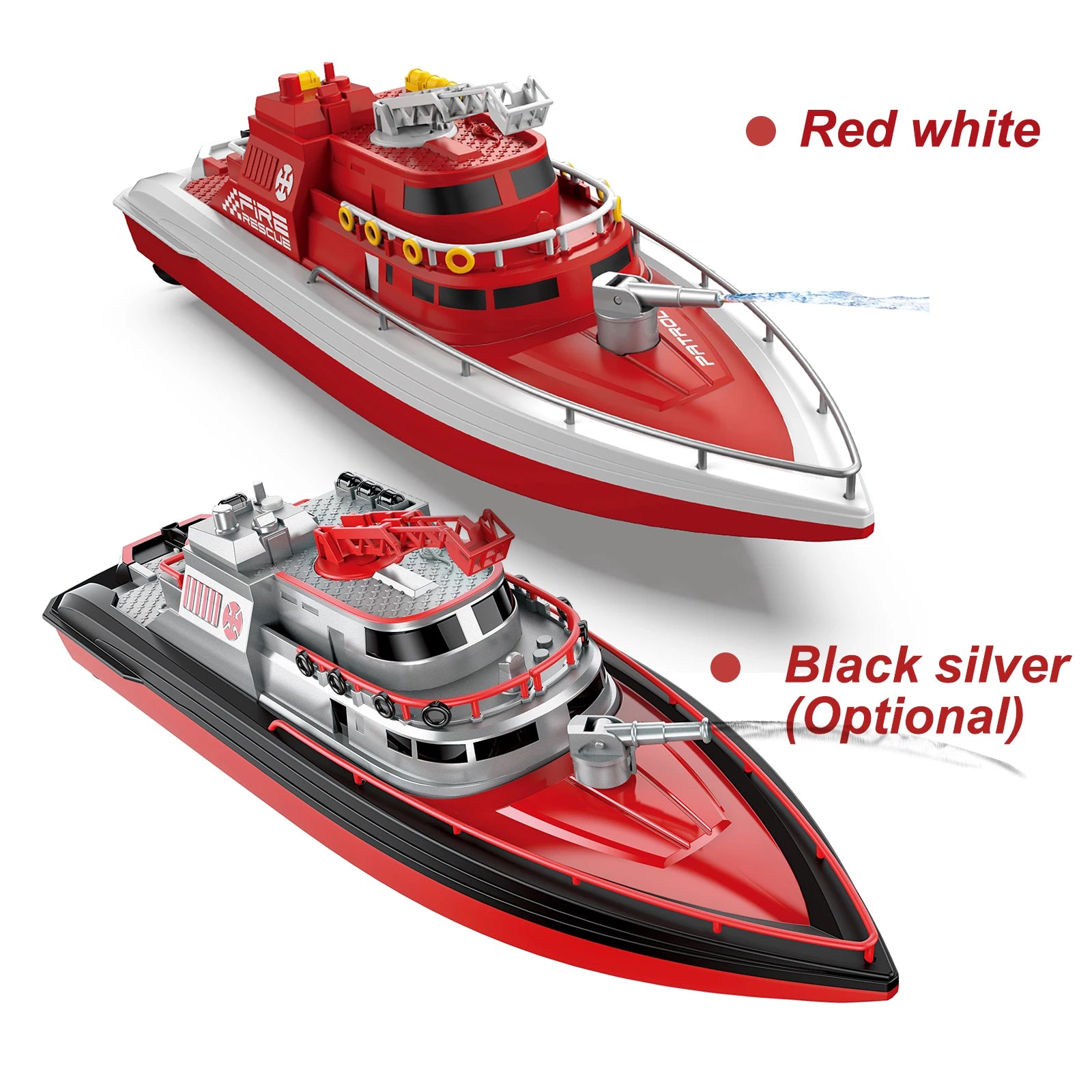 Remote Control Boat on Lake Pool H158 H160 H139 Fireboat Rescue Water-Spraying 15km/h 38CM Pool Water Toy For Kids Boys Beginner